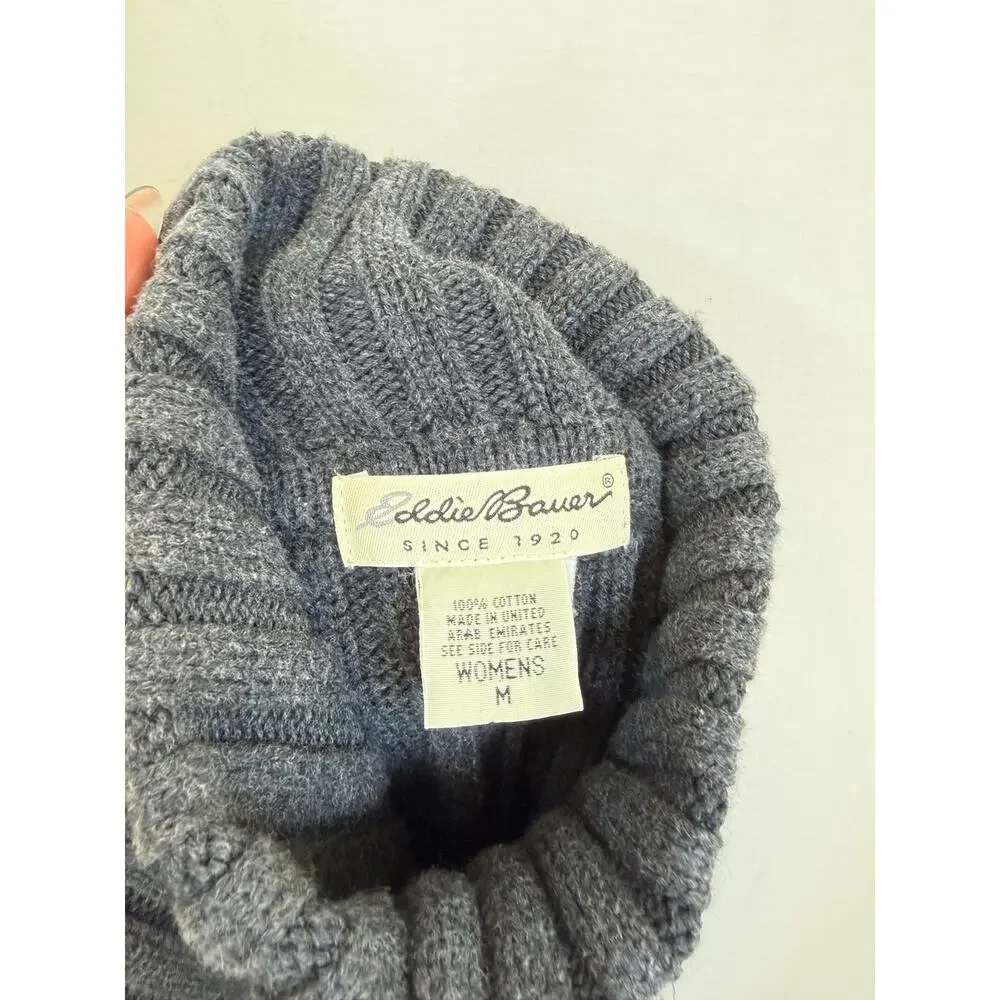Eddie Bauer Gray 100% Cotton Sweater Medium #0606